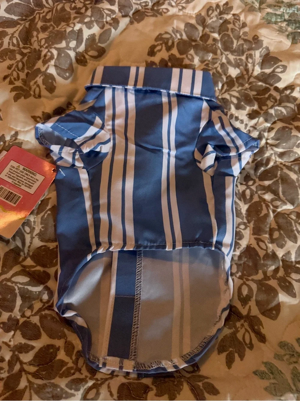 Blue and White Striped Dog Shirt